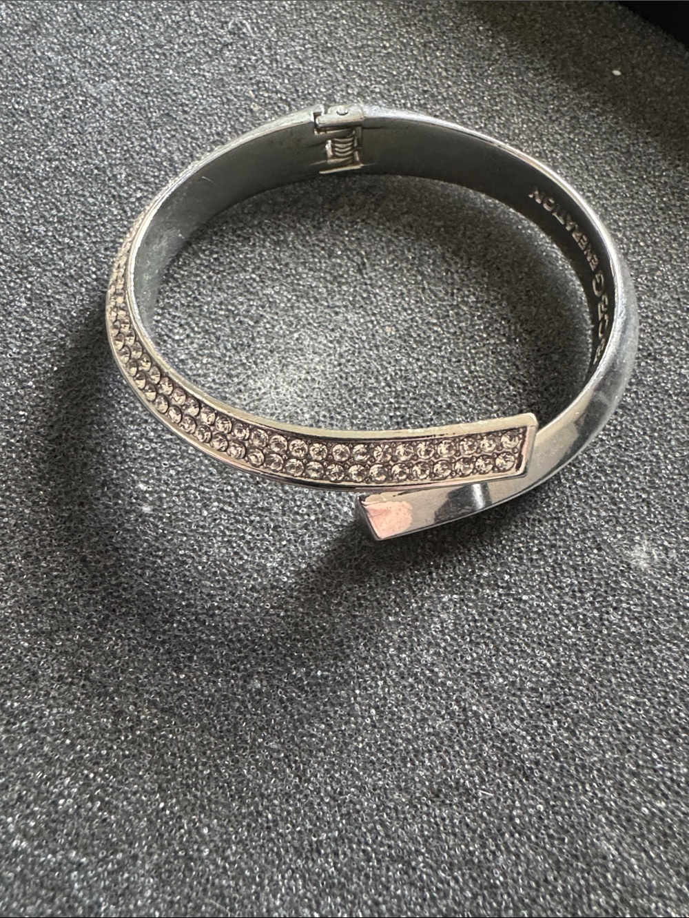 BCBGeneration Silver Crystal Pavé Hinged Wrap Bracelet